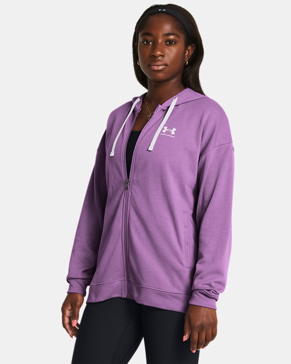 Women's UA Rival Terry Oversized Full-Zip Hoodie, Purple, pdpMainDesktop image number 0